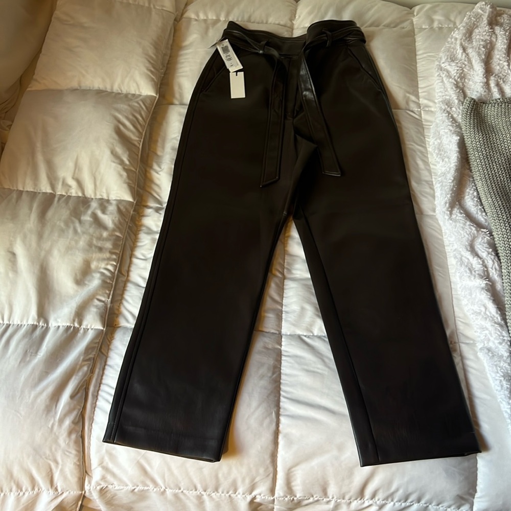 Vegan leather belted aritzia babaton rich mocha brown pants